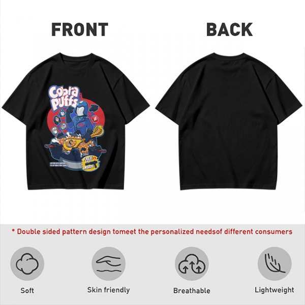Cobra Puffs Cereal Parody T-Shirt with Villain Graphic