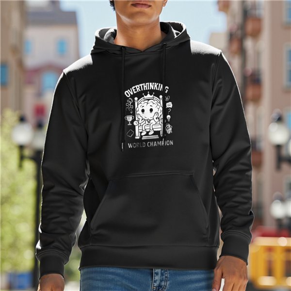 Overthinking World Champion Brain Hoodie with Throne Graphic