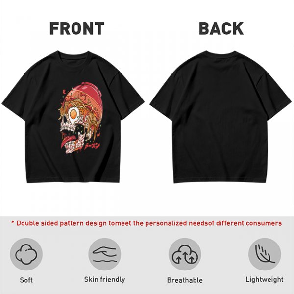 Olive T-Shirt With Ramen Skull Graphic Print