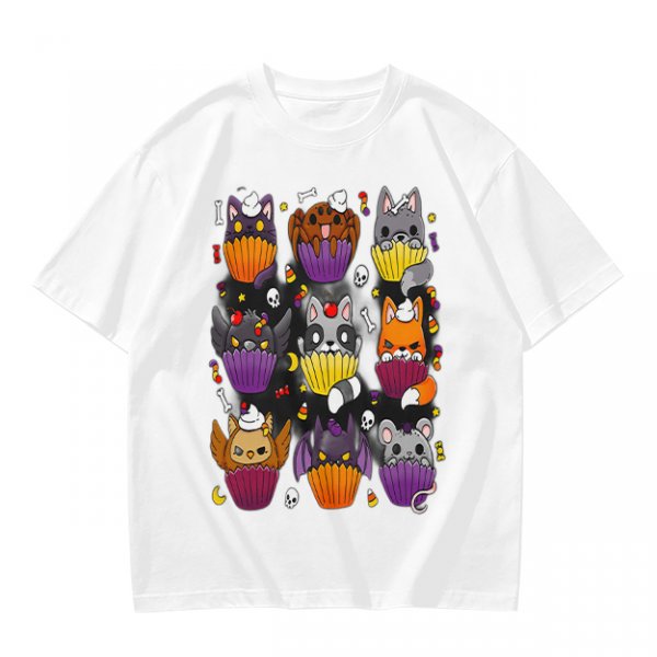 Halloween Animal Cupcake Graphic T-Shirt For Spooky Season
