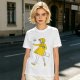 Olive Green T-Shirt With Whimsical Yellow Girl Graphic Print