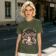 Olive graphic t-shirt with 'Don't Fight Your Demons' cat art