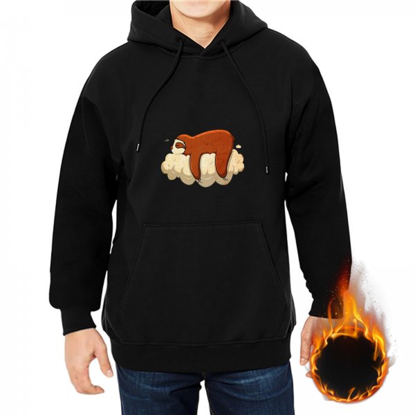 Black Hoodie with Sleeping Sloth on Cloud Graphic