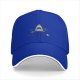 Black baseball cap with shark graphic and 'NO' text print