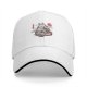 Black baseball cap with cute fox eating ramen sun and cloud design