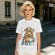 Olive T-shirt with a startled alien washing hands graphic