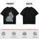 Olive T-Shirt With Embarrassed Gray Cat Graphic Print