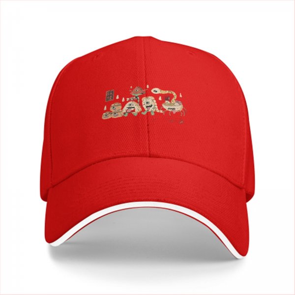 Black Baseball Cap With Whimsical Eyed Monster Creature Artwork