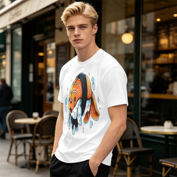 Olive T-Shirt With Cute Clownfish Sushi Graphic Print