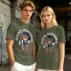 Olive t-shirt with retro coffee pot cartoon and Good Morning text