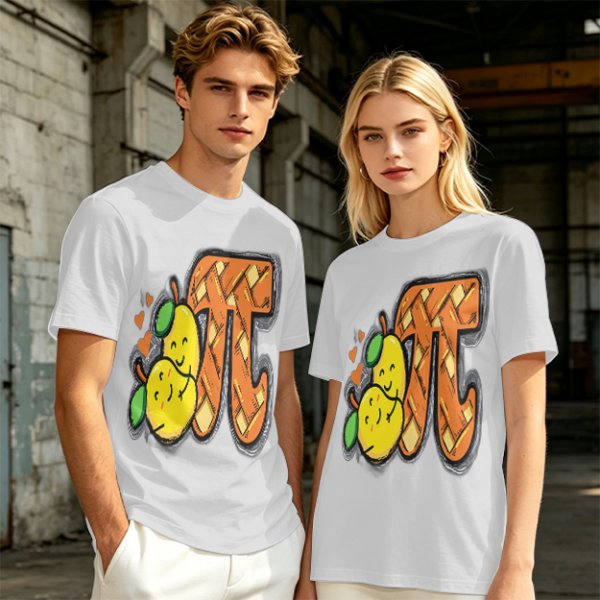 Olive green t-shirt with pear pi pie graphic design