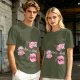 Olive T-Shirt With Cute Axolotl Relaxalotl Graphic Print