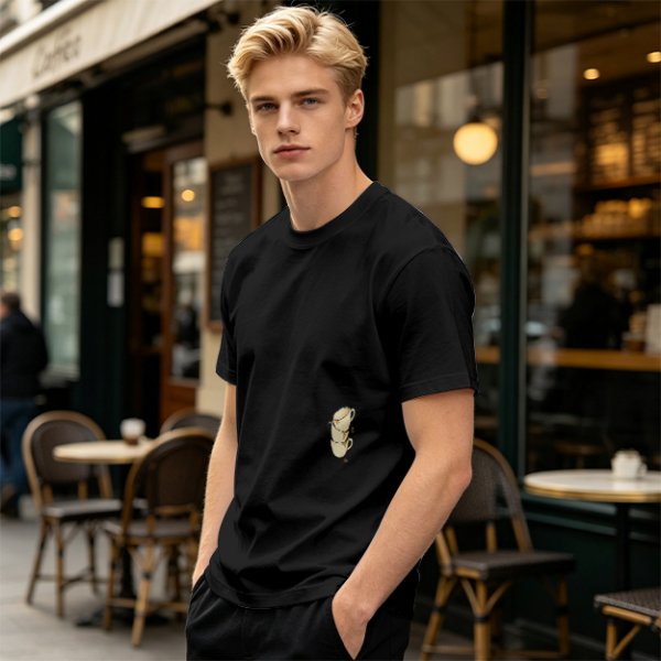 Olive Green Oversized T-Shirt With Stacked Teacup Graphic