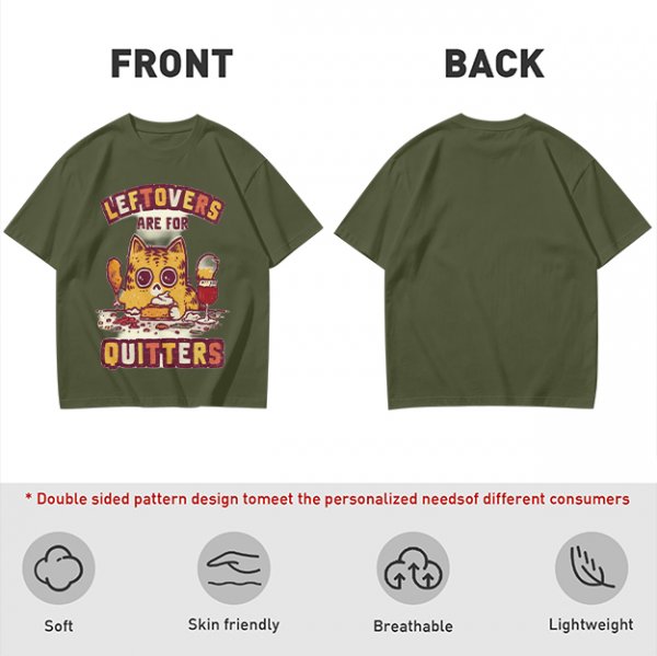Leftovers Are For Quitters Cat Graphic T-Shirt
