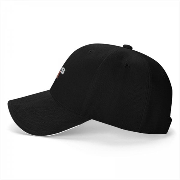 Black baseball cap with kitties and rainbow graphic