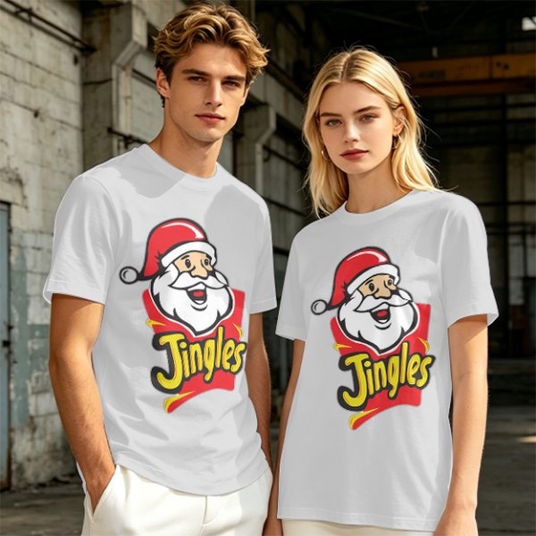 Olive T-Shirt with Santa Claus Jingles Christmas Print