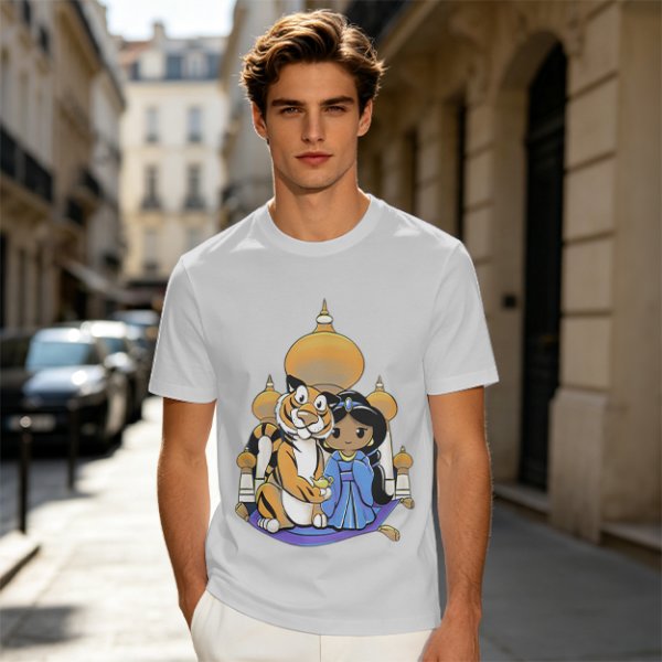 Disney Aladdin Princess Jasmine and Rajah Tiger Graphic T-Shirt