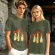 Olive T-Shirt with Singing Mushroom Band Graphic