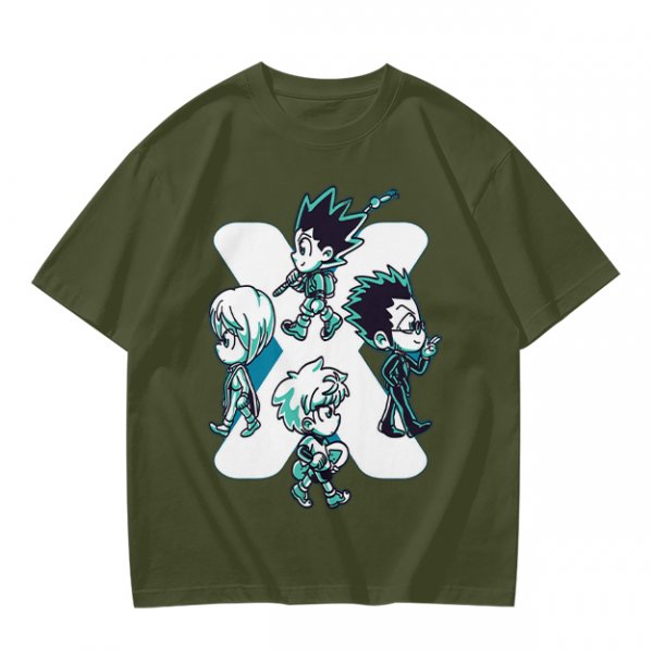 Hunter x Hunter Chibi Characters Graphic Olive T-Shirt