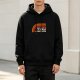 Black hoodie with retro rainbow and 'All I want to do is illegal in this cosmos' text