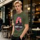 Olive T-Shirt with Haunted Castle Silhouette Graphic Design