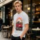 Olive T-Shirt With Red Convertible Car, Rainbow And People Graphic