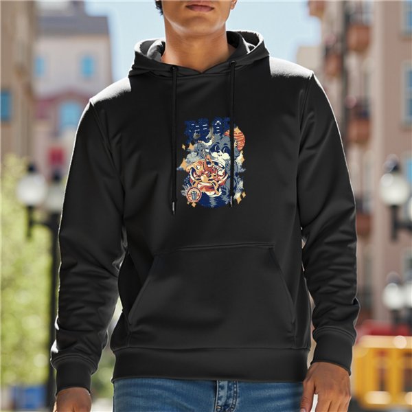 Black Hoodie With Abstract Colorful Graphic Print Design