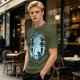 Olive T-Shirt With Silhouetted Forest Scene And Two Figures