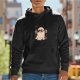 Black Hoodie With Cool Thumbs Up Ghost Graphic Print