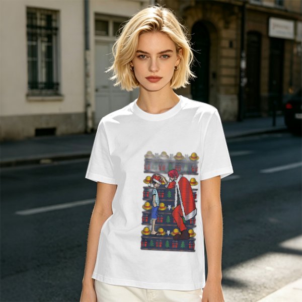 One Piece Luffy and Shanks Christmas Themed Graphic T-Shirt