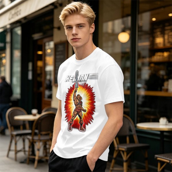 He-Man Sword Raised Graphic Olive Green T-Shirt