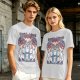 Olive green t-shirt with stained glass style forest spirit anime artwork