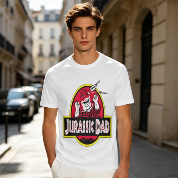 Olive T-Shirt with Jurassic Dad Dinosaur Graphic Print