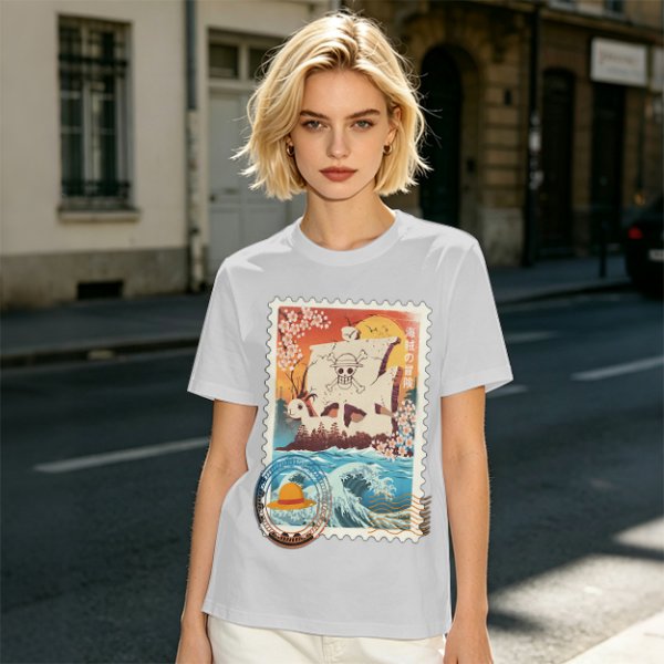One Piece Going Merry Ship Stamp Graphic T-Shirt