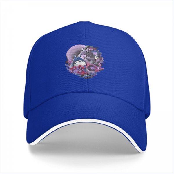 Black Baseball Cap With My Neighbor Totoro Floral Art Print