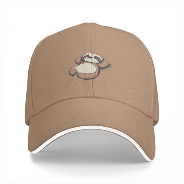 Black Baseball Cap With Cute Relaxed Sloth Graphic