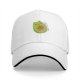 Black baseball cap with cute green cat holding orange yarn ball