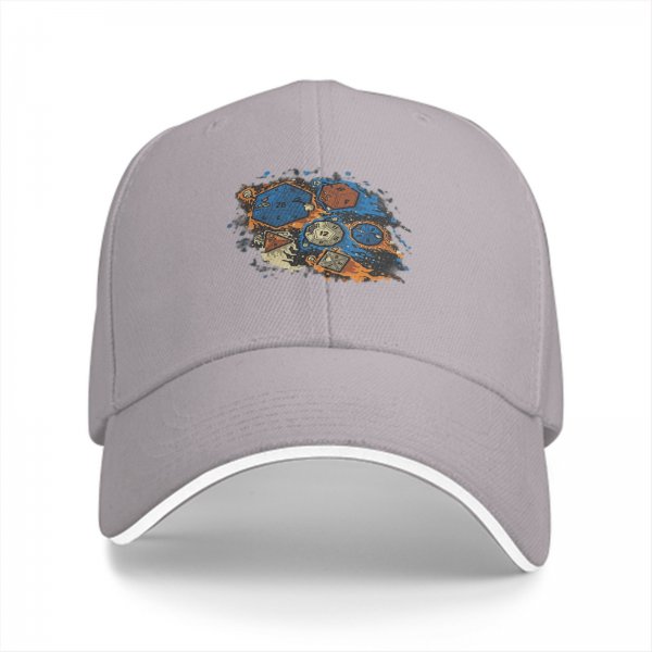 Black Baseball Cap With Fantasy Dice Splash Art Design