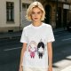 Olive T-Shirt with Chibi Wednesday Addams and Enid Sinclair Print
