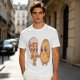 Olive Green T-Shirt With Cute Pizza And Corn Holding Hands Art
