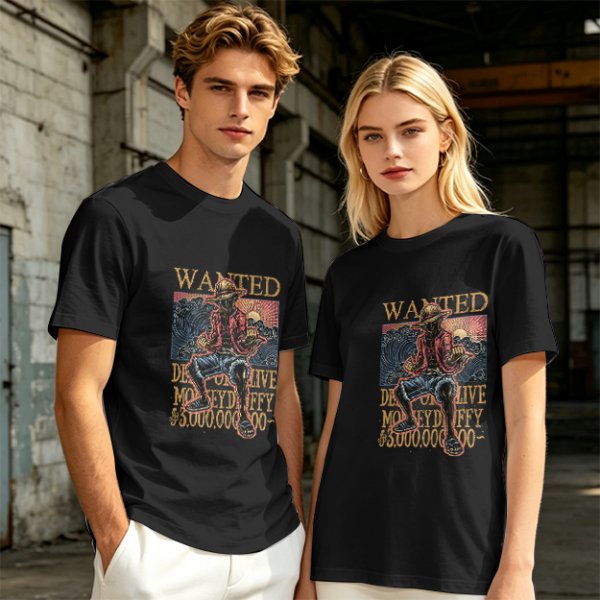 Olive Anime Wanted Luffy Graphic T-Shirt