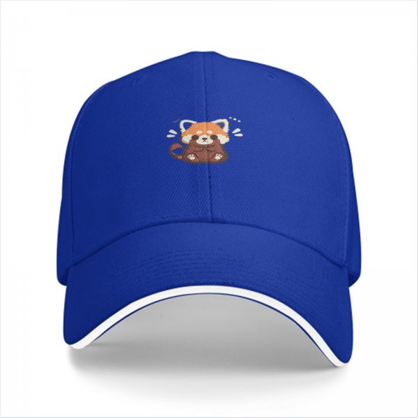 Black Baseball Cap With Cute Worried Red Panda Graphic