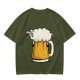 Olive Green T-Shirt With Funny Sheep Beer Mug Graphic