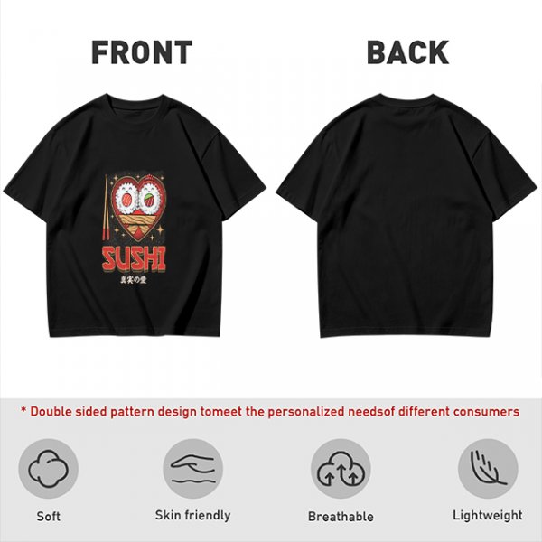 Olive T-Shirt With Cute Sushi Heart Graphic That Says I Love Sushi