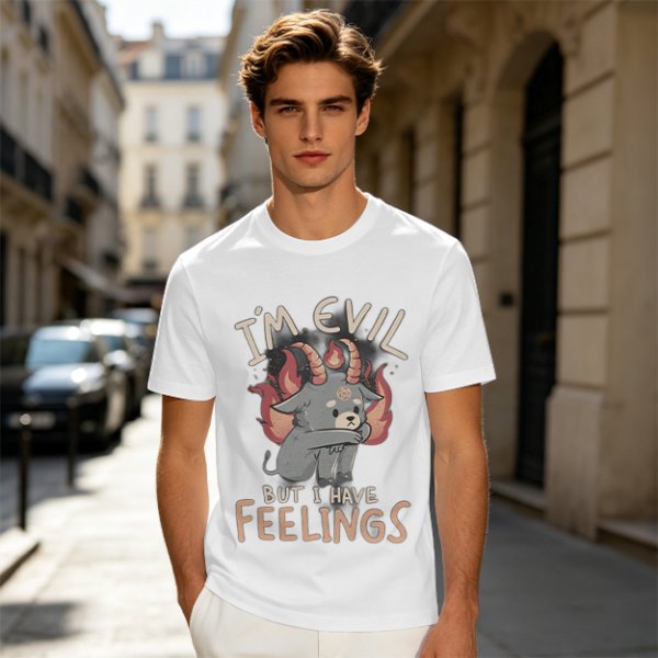 I'm Evil But I Have Feelings Cute Demon Goat Graphic T-Shirt