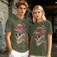 OVER THINKER Skull Graphic Olive T-Shirt