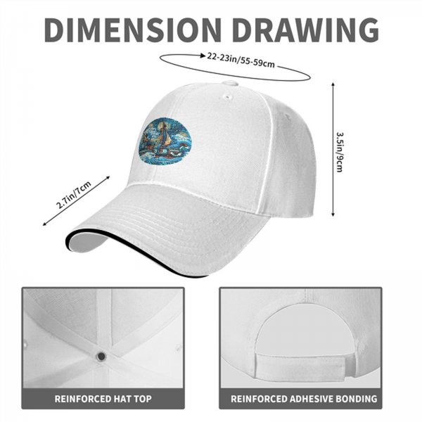 Black Baseball Cap With Stormy Sailing Ship Art Print