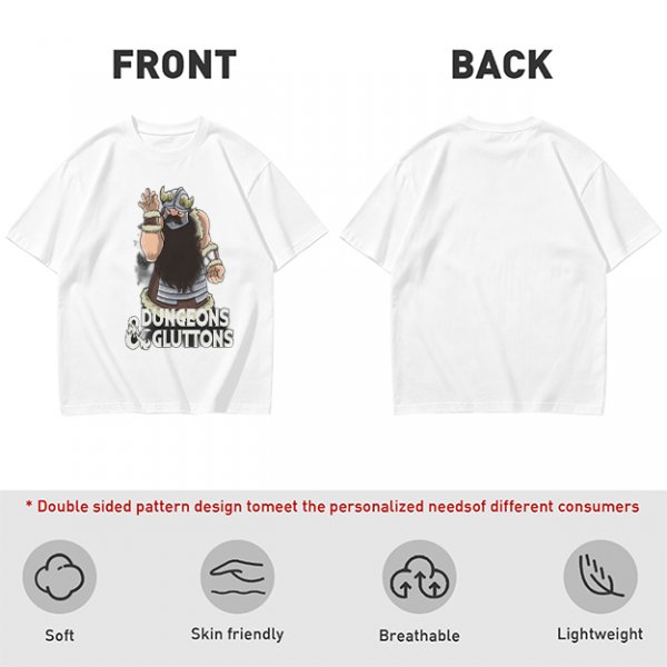 Olive T-Shirt with Dungeons & Gluttons Dwarf Viking Graphic