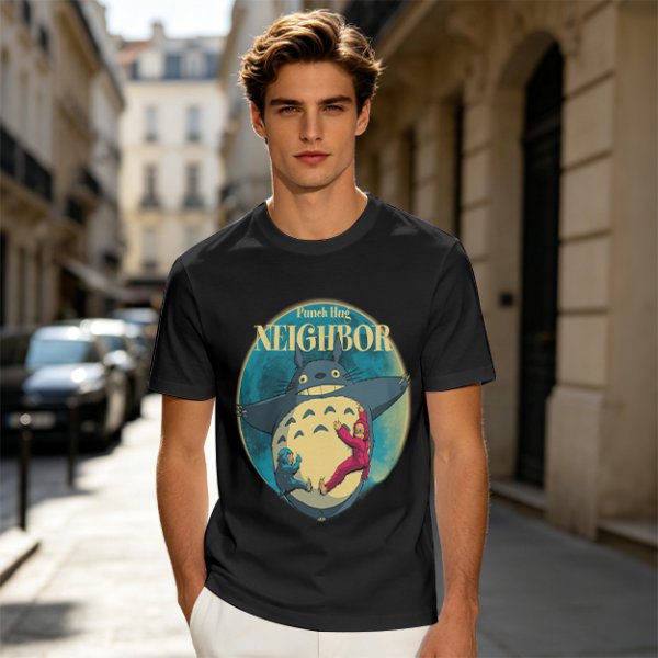 Olive T-shirt with Totoro Neighbor Graphic Print