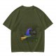 Olive T-Shirt with Witch Hat and Broom Halloween Graphic